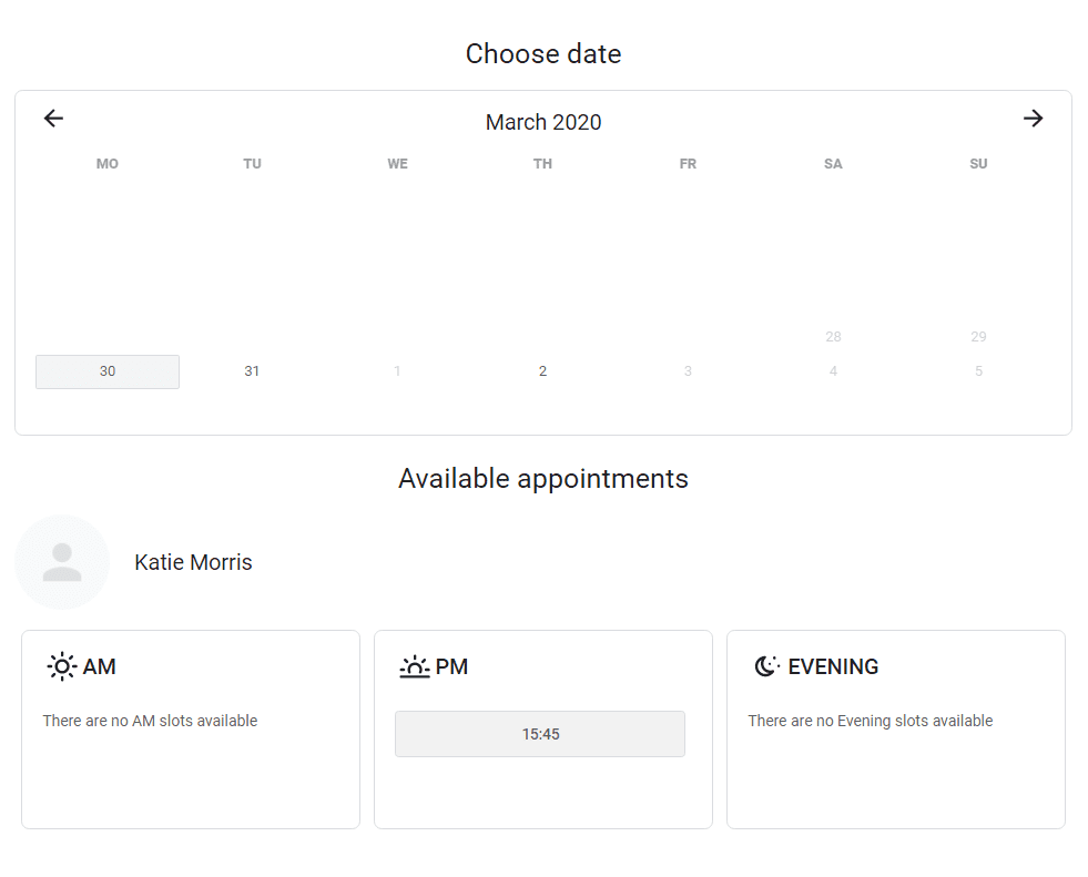 Choosing an Appointment