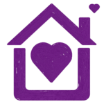 The Purple House Clinic 'Heart in House' logo (purple with no background)